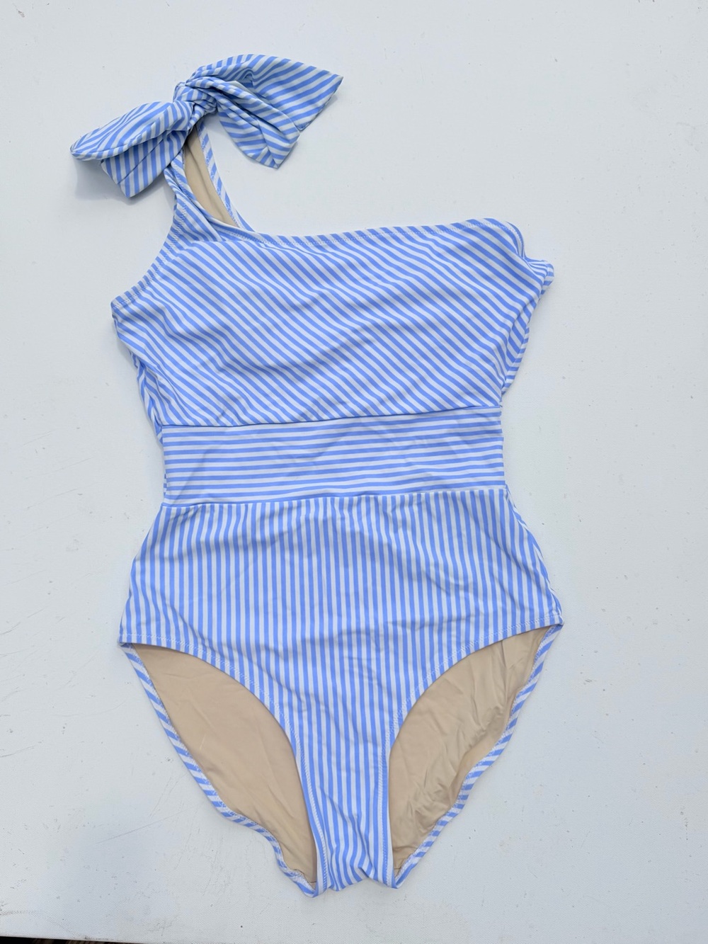 Shade Critters blue stripe one shoulder swimsuit
